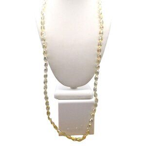 Fabulous AB Crystals Beaded Infinity Necklace, Beige Faceted Glass Beads